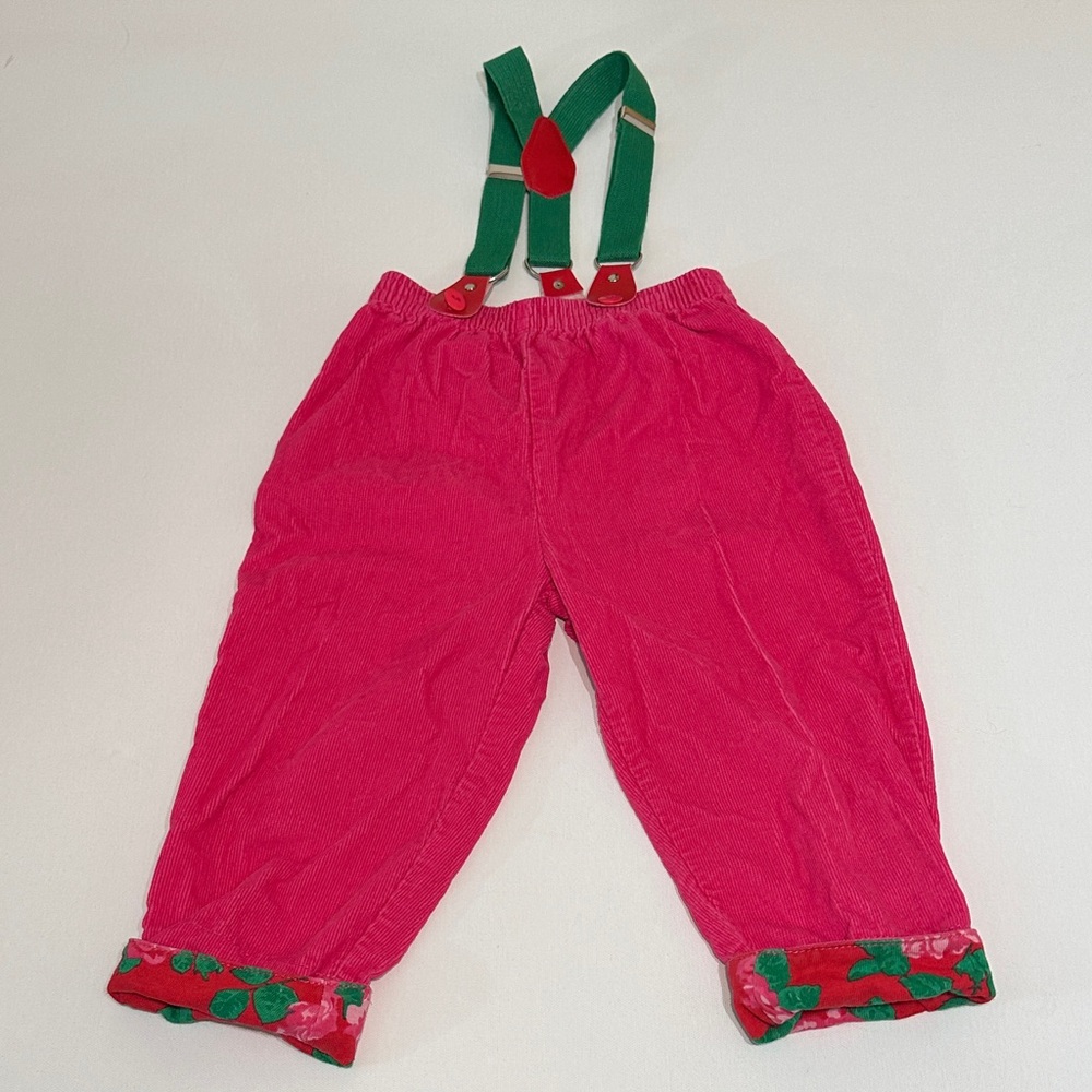 VINTAGE BABY GIRL ROSE GARDEN PINK OVERALL PANTS